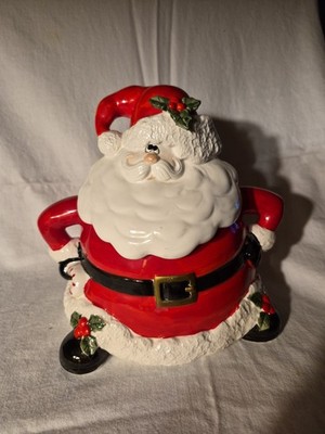 Vintage Fitz & Floyd 1987 Santa Claus Christmas Cookie Jar Ceramic New Condition
