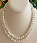 Vintage Czech Glass Aurora Bead Necklace Milkglass White Irridescent