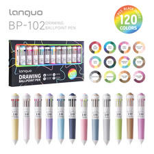 120 Colors Languo 10-in-1 Multicolor Ballpoint Pens Set, 0.8mm Retractable Pens