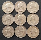 9 Silver ~1964~ 90% Quarters Lot.