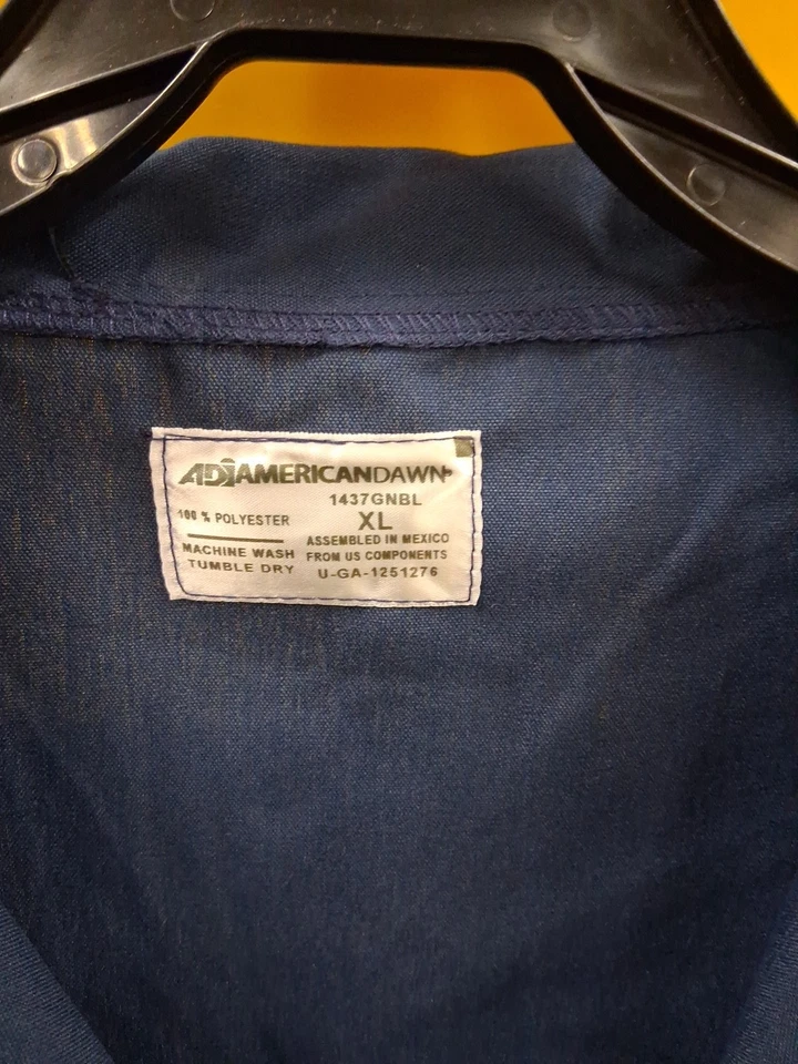 2 American Dawn Men Lab Coat Snaps Vents 3 Pocket 43" Length Navy Sz XL 758 JJ - Image 2 of 2