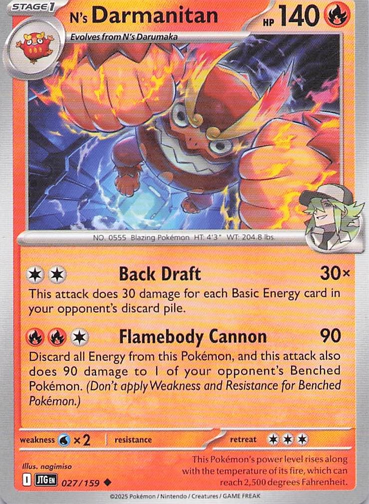 Pokemon Card - N's Darmanitan - (027/159 - Journey Together)