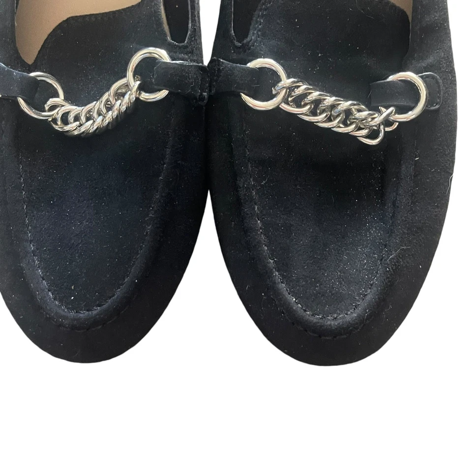 Call It Spring Norah Women's Size 10 Black Vegan Leather Chain Loafer Flats - Image 2 of 4
