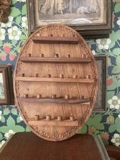 Vintage Thimble Collection Hanging Display Shelf  Wood