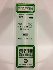 Evergreen Scale Models Styrene Strip .020 x .030 (10 pcs) #121