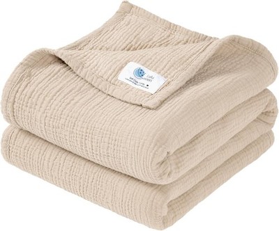 lulumoon Musselin Decke Baby/Atmungsaktiv/Krabbeldecke/120x120cm(Elfenbein)