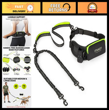 Hands-Free Dog Leash for 2 Dogs, Padded Bungee Waist Support, Reflective for Jog