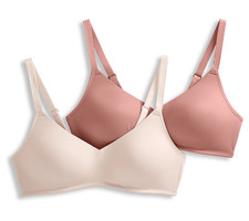 Jockey Set of 2 Smooth Sleek Wirefree Molded Bras Peach Ice/Rose D/34 New