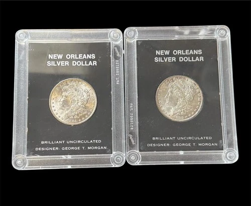 Morgan Silver Dollars 1883-O & 1884-O Lot of 2 Brilliant Uncirculated  C-166