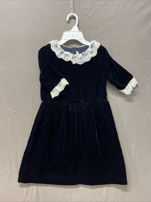 Robe Enfant Janie & Jack En Tweed Pailleté Bleu Argenté - Taille 12-18 Mois - Pour Pâques - Occasion TB