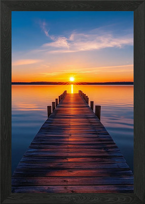Sunset view at the sea Framed Wall Art Poster Canvas Print Picture