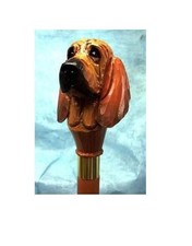Hand carved wooden Bloodhound dog walking stick for men women cane animal dog