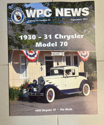 WPC News Club Magazine 1930 Chrysler 70 Vol. 44 No. 01 September 2012