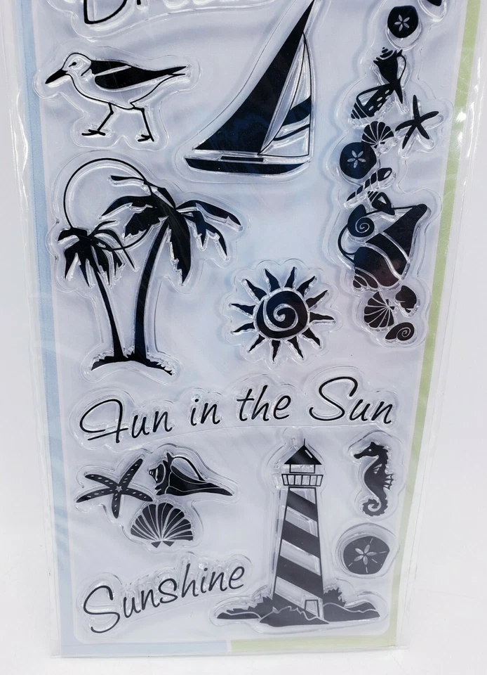 Conjunto de selos de acrílico transparente Coastal Beach por Inkadinkado 97521 NOVO! - Imagem 4 de 4