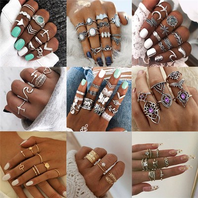 Lots Styles   Retro Arrow Moon Midi Finger Knuckle Rings Boho Fashion Jewelry