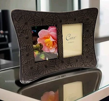 Vintage Picture Frame Double Rectangle Floral Carr Frame 21 1/2"x3 1/2" Metal