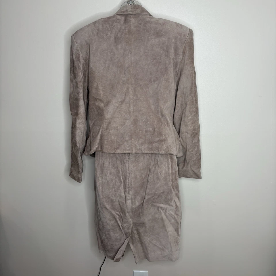 Lord & Taylor 100% Silky Pig Suede Brown Set Skirt Blazer size 10 / 12 vintage  - Изображение 2 из 4