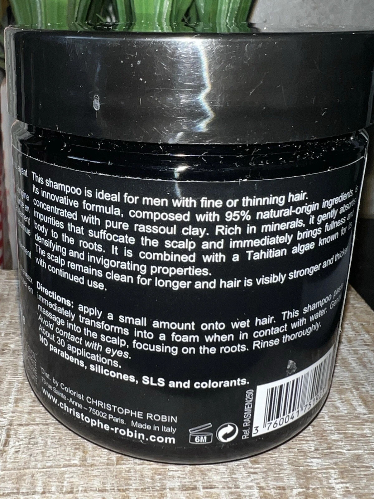 Christophe Robin Cleansing Thickening Paste Shampoo For Men 8.33 NWOB