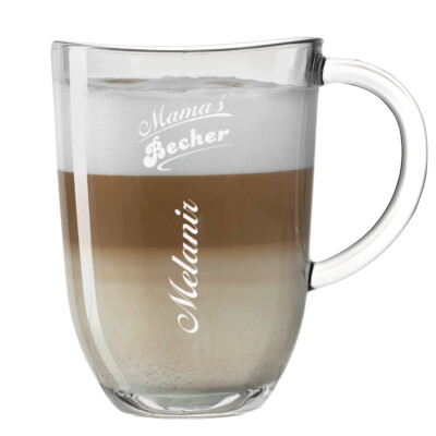 Leonardo Kaffee Latte Macchiato Becher Loop mit Gratis Wunschgravur Kaffeebecher