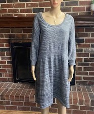 Lane Bryant Gray Silver Metallic 3/4 Sleeve Sweater Shift Dress Size 18/20