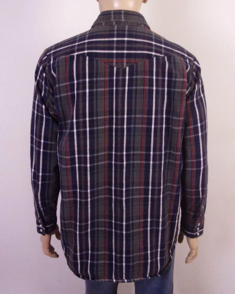 vintage 80s 90s Saddle King Western By Key Flannel Snap Shirt Work SZ XL - Image 3 of 4