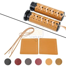 Retro Leather Cover Hand Grips Throttle Guard Decorate Universal For Motorcycle 