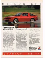 1986 Mitsubishi Starion ESI-R Red Vintage Print Ad