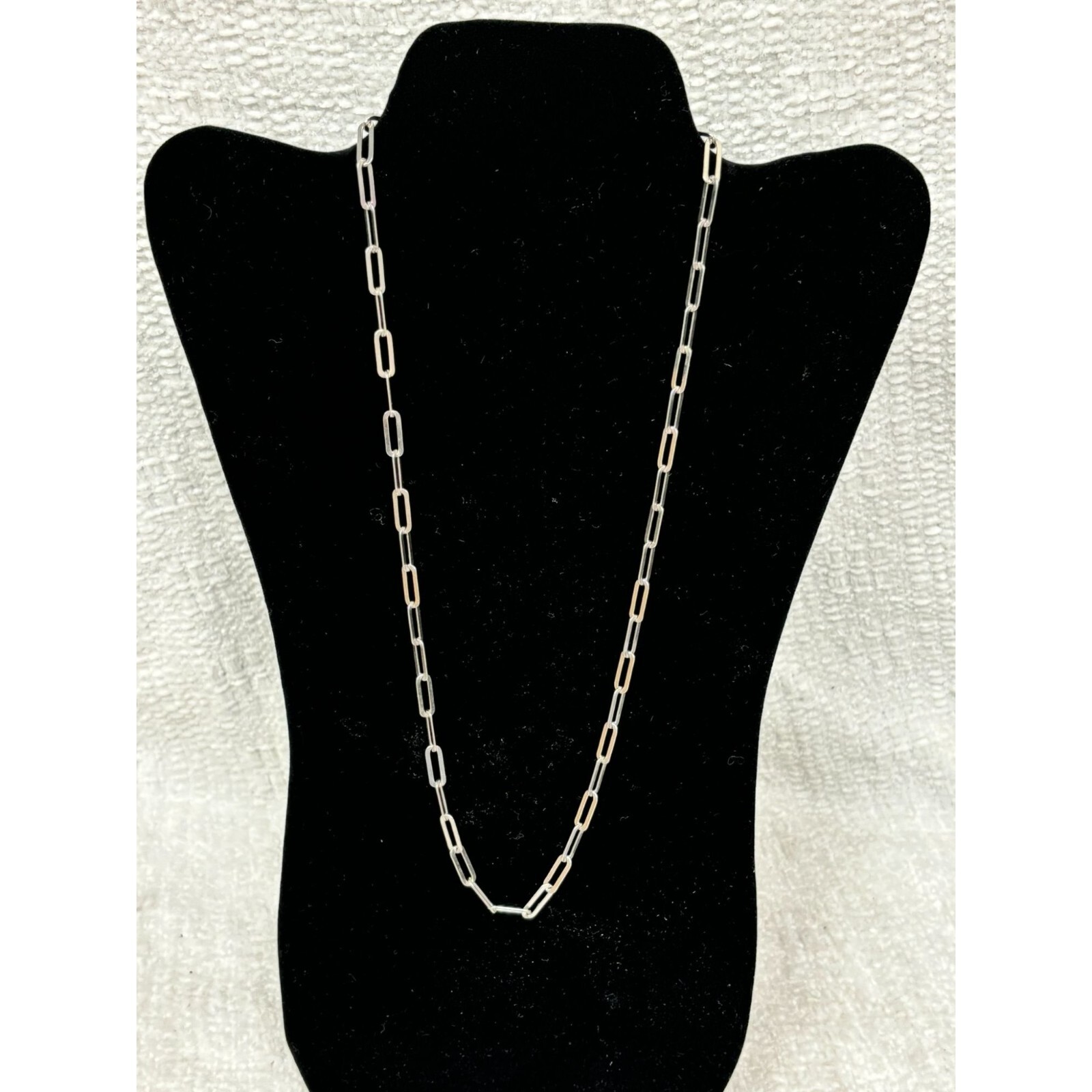 Sterling Silver Rectangular Link Chain Necklace S… - image 1