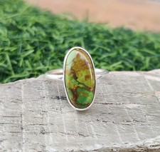 925 Sterling Silver Green Turquoise Gemstone Ring Handmade All Size Ring RN38