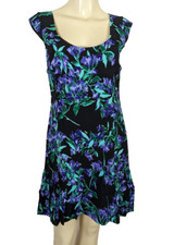 Ann Taylor Floral cap sleeve ruffle hem high low above knee Flounce dress sz 6P