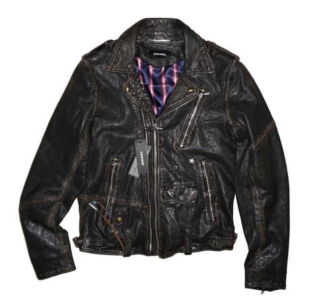 Diesel L-state Leather Jacket Size L 