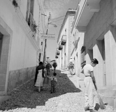 View a locals walk up a cobble stone road in Cuernavaca Mexico 1952 Old Photo