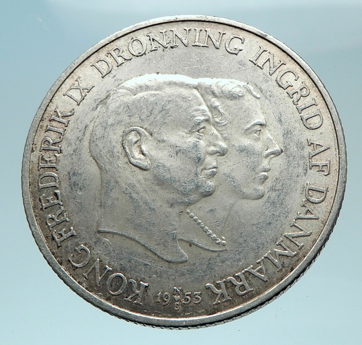 1953 DENMARK King Frederick IX & Queen Ingrid Silver GREENLAND MAP