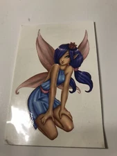 Fantasy Fairy Sexy Pixie Long Blue Hair TEMPORARY TATTOO Waterproof Transfer