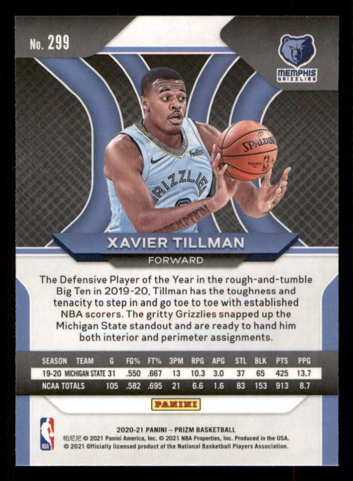 2020-21 Panini Prizm #299 Xavier Tillman RC - Image 2 of 2