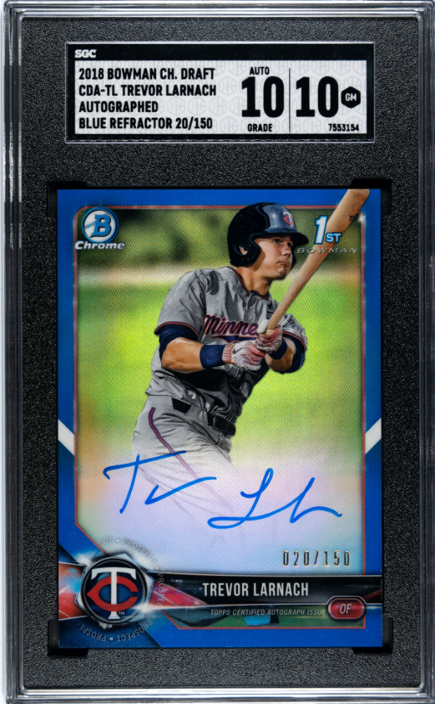 2018 Bowman Draft Trevor Larnach Chrome Auto Blue Refractor #20/150 SGC 10/10