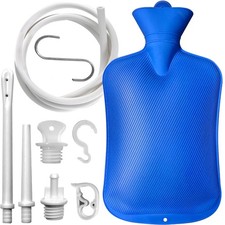 Enema Bag 2L Home Kit with 2 Tips,60 inch Long Silicone 2L, Blue
