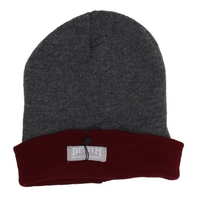 Denim & Apparel, Beanie-Mütze, Größe: ONE SIZE, Grau/Rot, Herren #vzn
