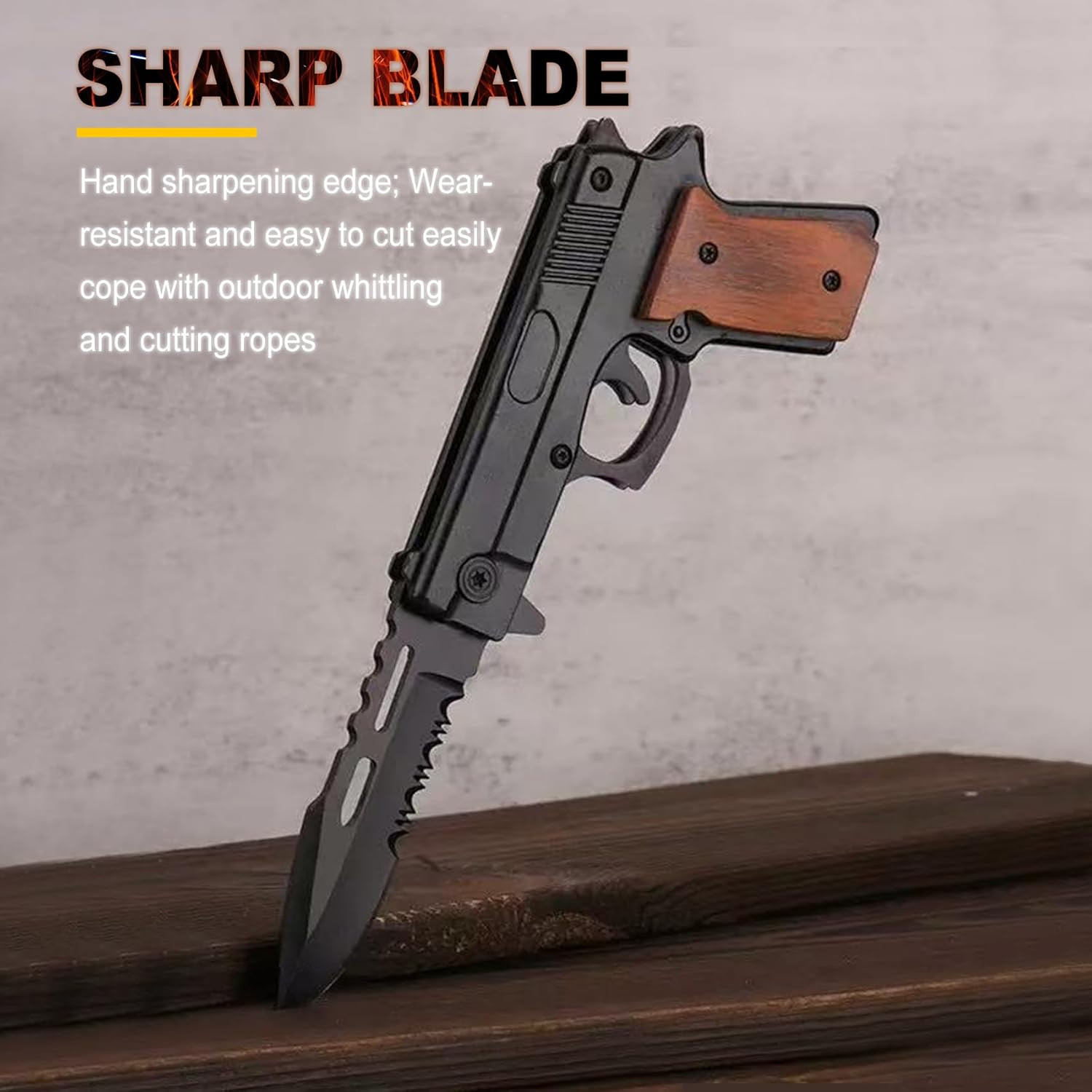 Pocket Knife, Folding Knife, Collectable Knife, Cool Gadgets (Black-Wood 2.0)