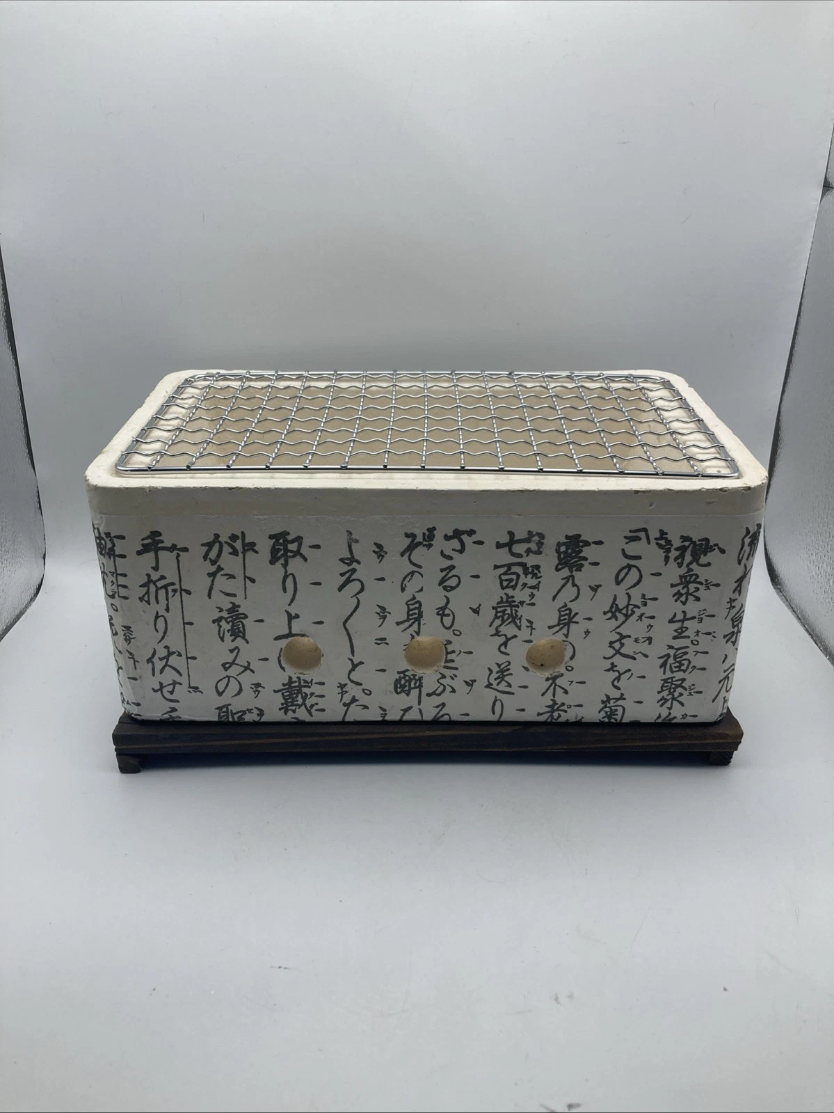 Japanese Ceramic Clay Tabletop Konro Style Yakitori Grill BBQ w/ Wood NEW!