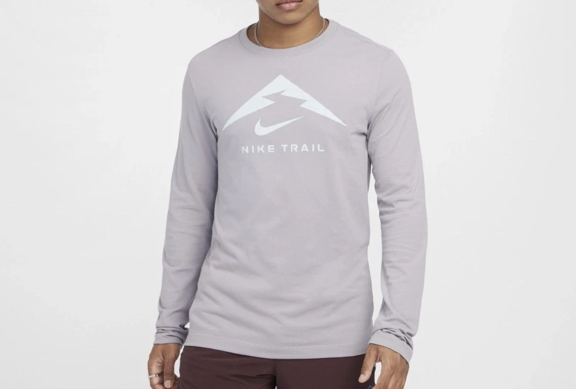 Nike Trail Dri-FIT Longsleeve Running Top Shirt Gray FN0827-078 Mens XL