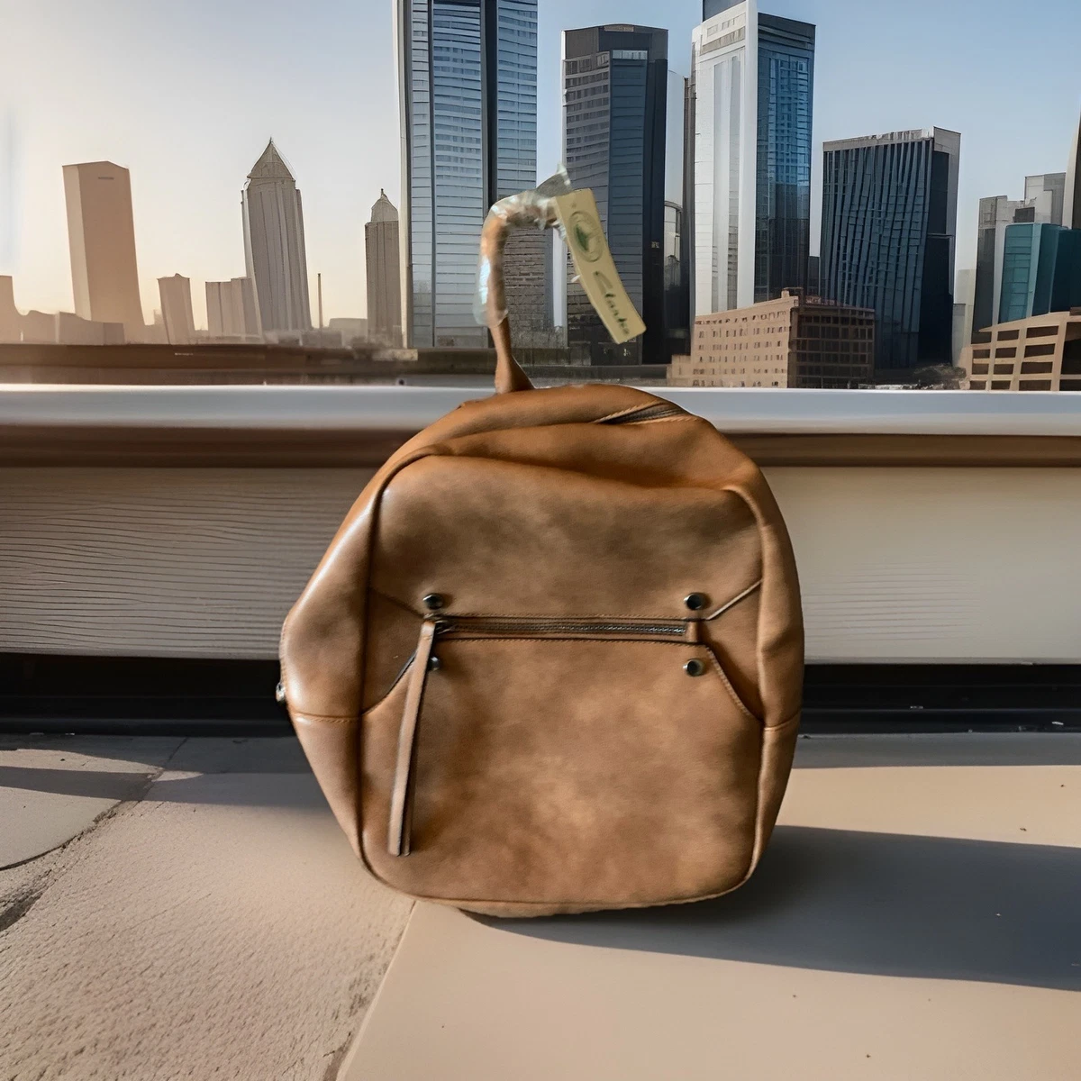 Clarks Pebbled Leather Backpack Brown Multiple In/Out Pockets Handbag School Bag Polare Cowhide Leather Multiple Laptop Backpack Day Pack  main image 4