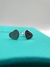 Sterling Silver 925 Return to Tiffany Tag Heart Post Stud Earrings Ag