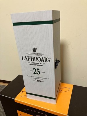 Laphroaig 25 Year Old Islay Single Malt Whiskey With Wooden  Box Used