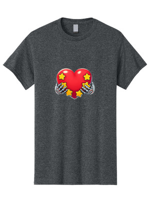 Star-Tattoo-Heart Mens Graphic Tee, 100% Cotton, Casual Summer Wear