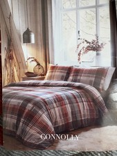 Image of Appletree Hygge Connolly 100% Brushed Cotton DOUBLE Duvet Cover Set in Red 