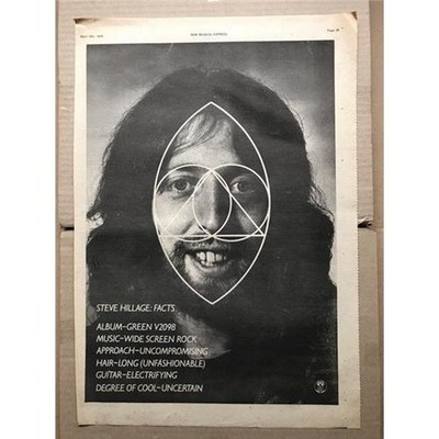 STEVE HILLAGE GREEN POSTER SIZED original music press advert  from 1978 - printe