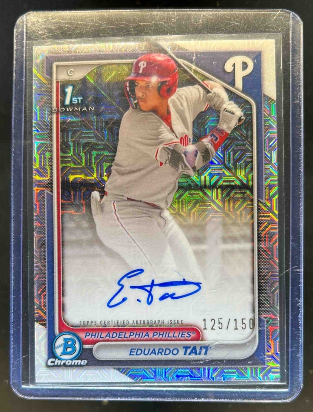 2024 Bowman Chrome Eduardo Tait Auto HTA Choice Refractor 1st #/150 Phillies