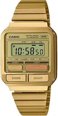 Casio Vintage A120WEG-9A Unisex Digital Watch NEW 33mm Case Gold Tone Strap