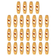 25pcs Wooden Toggle Buttons 35mm Double Hole Olive Sewing Button, Beige